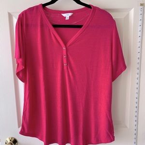 NWOT - Time & True 3-Button Slub Knit Top - Size XL